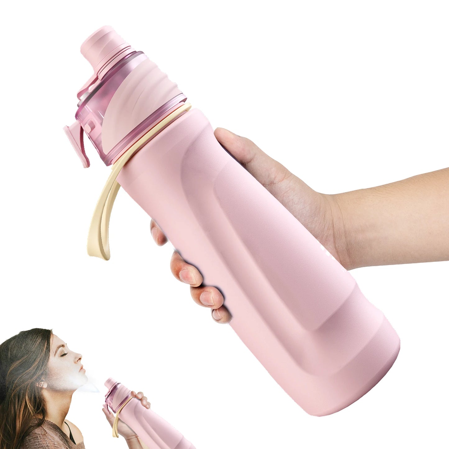 Fjbottle 750Ml Stainless Steel Spray Water Bottle Portable Leakproof Spray Water Cup Durable BPA Free