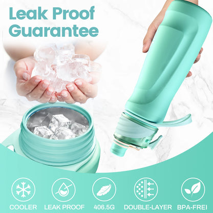 Fjbottle 750Ml Stainless Steel Spray Water Bottle Portable Leakproof Spray Water Cup Durable BPA Free