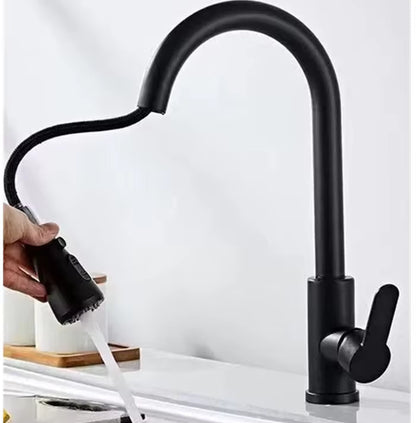 Kitchen Faucet Single Hole Pull Out Spout Kitchen Sink Mixer Tap Stream Sprayer Head Chrome/Black Mixer Tap